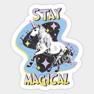 Retro Stay Magical Unicorn Sticker